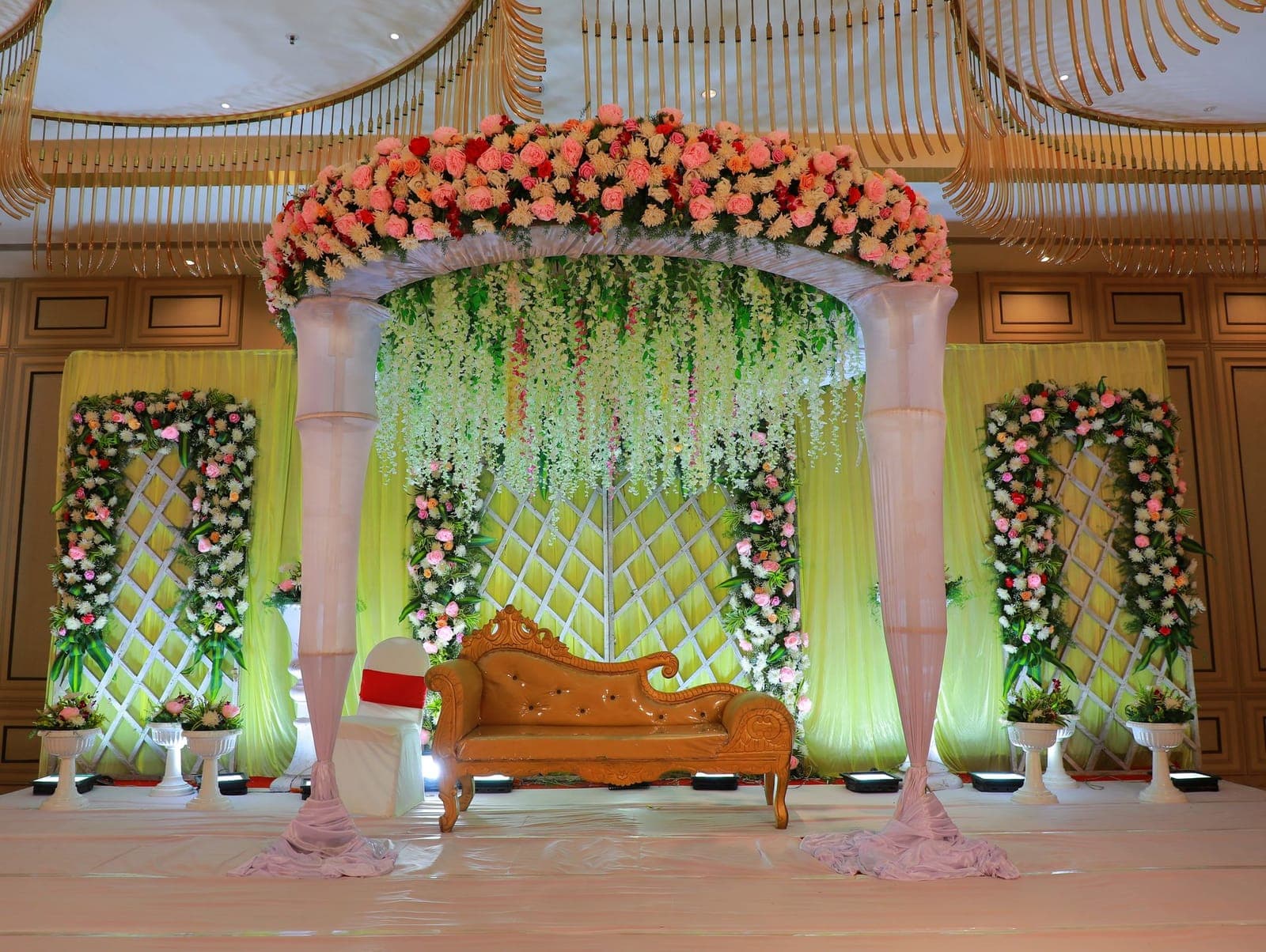 Grand floral wedding stage set for a function